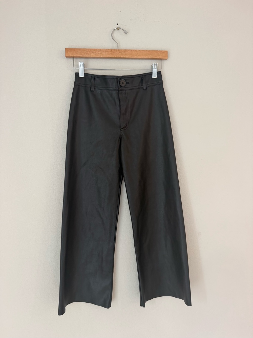 Girls Zara Black Wide-Leg Leather pants